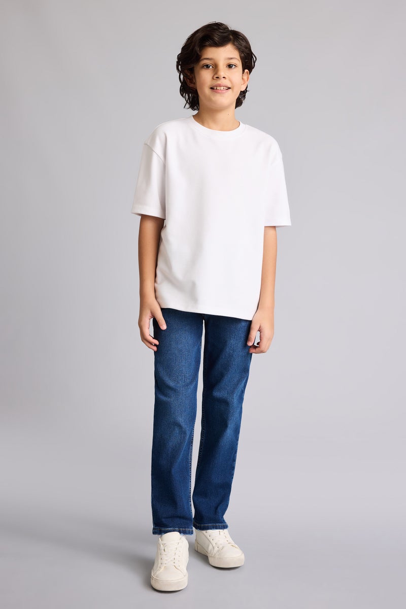 ديفاكتو بنطلون جينز اولادي قصة مستقيمة برجل عادية وتفاصيل ممزقة - Image 1